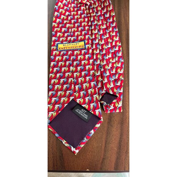 Vintage Stonehenge Miracle Expressions Tie Abstract Birds Red Blue Yellow Geomet - Picture 3 of 7